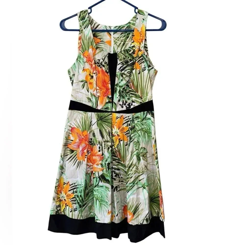 Women's Colorful Tropical Floral Dress Size Medium